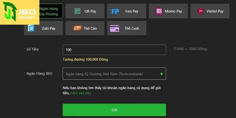 Các bước nạp tiền JBO nhanh chóng đầy đủ nhất dành cho newbie
